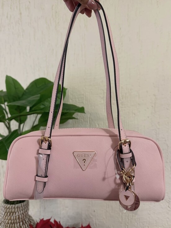 Guess Handbags - Guess Blush Pink Saffiano Shoulder Handbag
